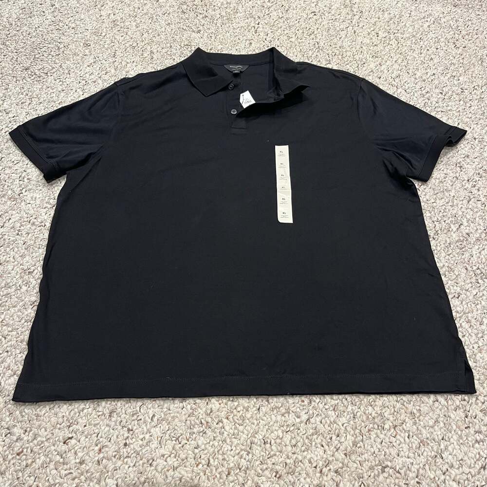 NEW Banana Republic Luxe Touch Short Sleeve Polo XL Black Preppy Classic Casual